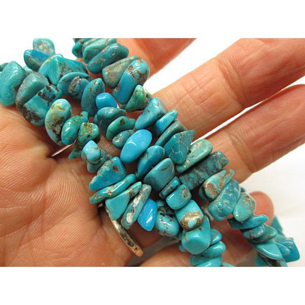 ターコイズビーズ 1連約40ｃｍ前後 アクセサリー 材料 トルコ石 ブルー さざれ |  | 02