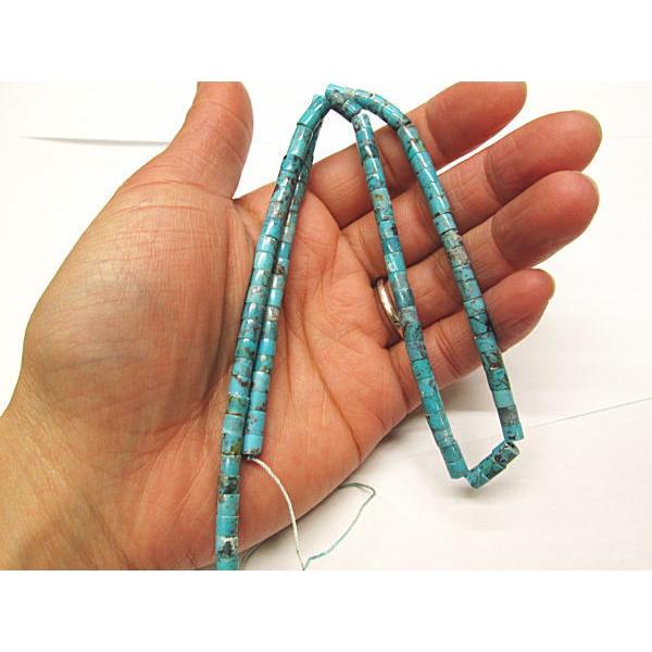 円柱ターコイズビーズ 1連約40ｃｍ前後 アクセサリー 材料 トルコ石 ターコイズ ビーズ ブルー パイプ |  | 02