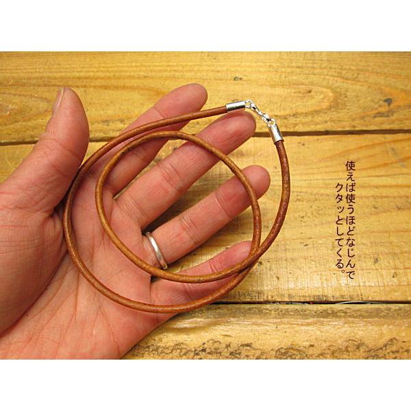 レザー　チョーカー 革紐 ナチュラル 40〜60ｃｍ シルバー925金具 アクセサリー ネックレス 太さ3ｍｍ |  | 02