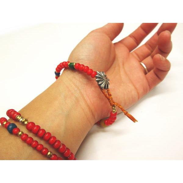 ホワイトハートビーズ ブレスレット アンクレット ギザコンチョ 太さ約5ｍｍ メンズ レディース アクセサリー 蝋引き糸 1点 |  | 05