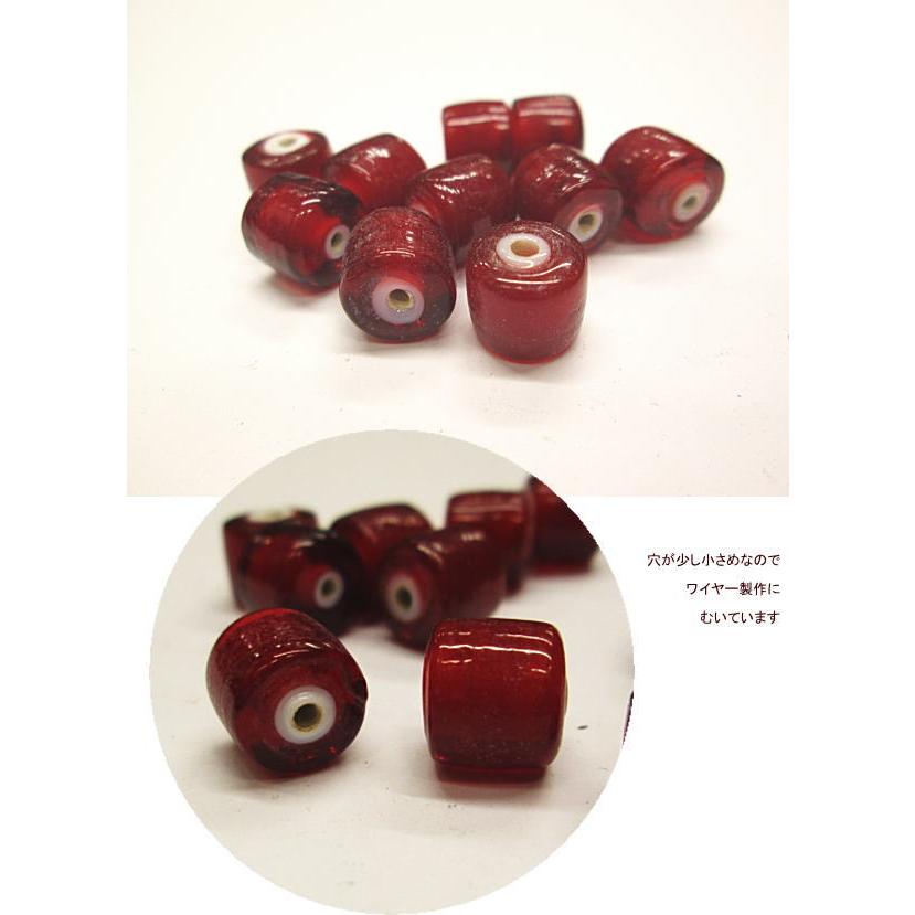 ガラスビーズ(赤色) ホワイトハート 円柱型 メール便OK 材料 アクセサリー グラスビーズ |  | 01