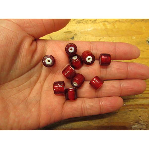 ガラスビーズ(赤色) ホワイトハート 円柱型 メール便OK 材料 アクセサリー グラスビーズ |  | 03