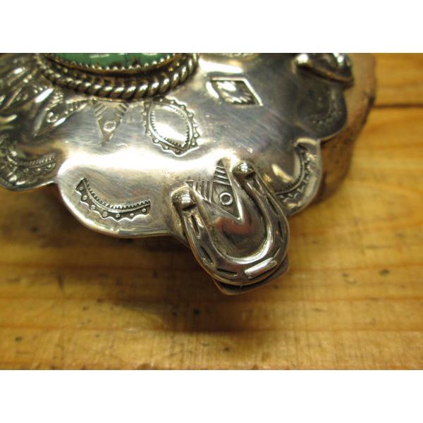 バックル ターコイズハンドメイドSilver925&グリーン ターコイズ ナバホスタイル スクエア レディース メンズ アクセサリー ベルト インディアン |  | 03