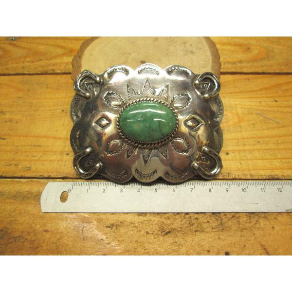 バックル ターコイズハンドメイドSilver925&グリーン ターコイズ ナバホスタイル スクエア レディース メンズ アクセサリー ベルト インディアン |  | 04