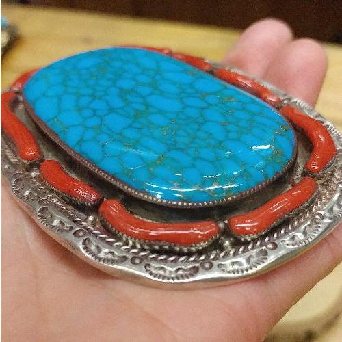 バックル ゴールドラインターコイズ ナバホスタイル Silver925 スクエア レディース メンズ アクセサリー ベルト インディアン |  | 03