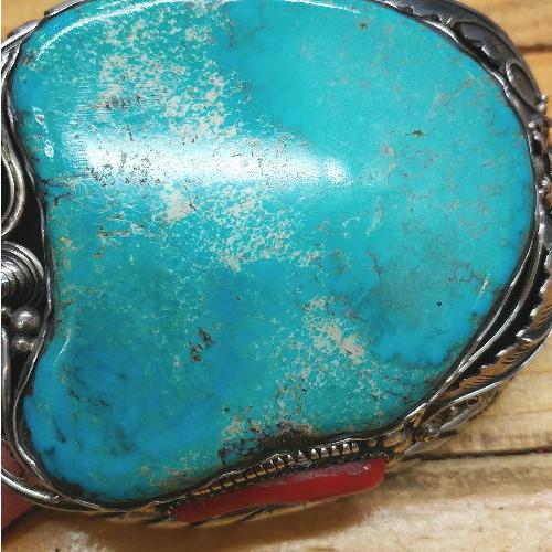 バックル ターコイズ ハンドメイドSilver925 ブルー ターコイズ ナバホスタイル レディース メンズ アクセサリー ベルト インディアン |  | 02