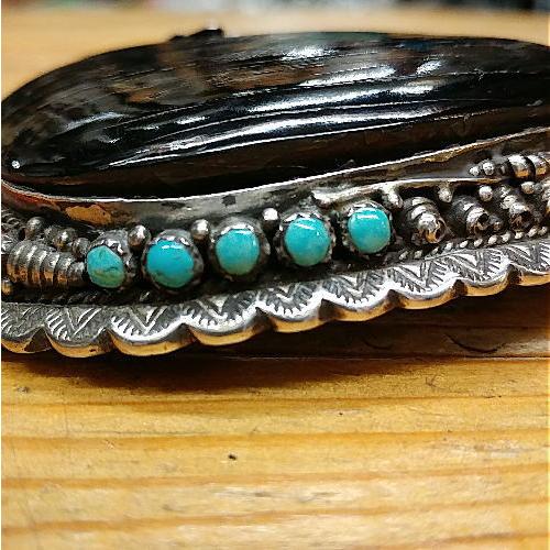 バックル ハンドメイドSilver925 ブラックコーラル(黒珊瑚)ナバホスタイルレディース メンズ アクセサリー ベルト インディアン |  | 02