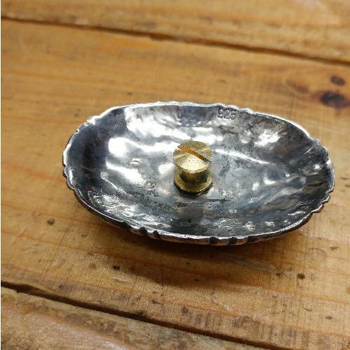 ブラックコーラルコンチョ ハンドメイド Silver925 黒珊瑚 ナバホスタイル レザークラフト ウォレット ボタン 飾りに インディアンの画像