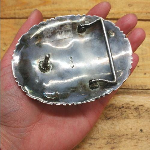 バックル ハンドメイドSilver925 ブラックコーラル 黒珊瑚ナバホスタイル ベルト　メンズ　レディース　ウエスタン　インディアンの画像