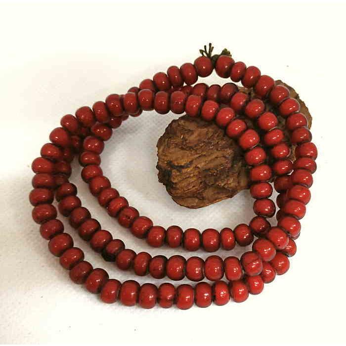 OB-7.8mm 血赤ガラス ビーズ  ホワイトハート オールドタイプ 直径約7.8ｍｍ 1連100〜110粒 粒 材料 インディアン ネイティブ アクセサリー 民族 | 