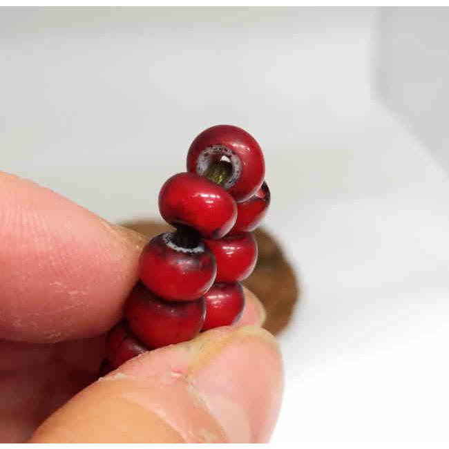 OB-7.8mm 血赤ガラス ビーズ  ホワイトハート オールドタイプ 直径約7.8ｍｍ 1連100〜110粒 粒 材料 インディアン ネイティブ アクセサリー 民族 |  | 02