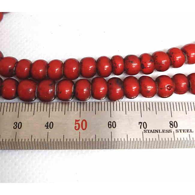 OB-7.8mm 血赤ガラス ビーズ  ホワイトハート オールドタイプ 直径約7.8ｍｍ 1連100〜110粒 粒 材料 インディアン ネイティブ アクセサリー 民族 |  | 03