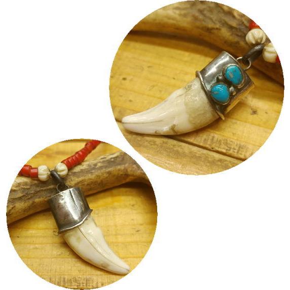 ターコイズネックレス アンティークビーズ 牙 ハンドメイド ターコイズ アクセサリー メンズ レディース ギフト |  | 01