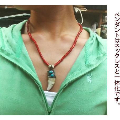ターコイズネックレス アンティークビーズ 牙 ハンドメイド ターコイズ アクセサリー メンズ レディース ギフト |  | 03