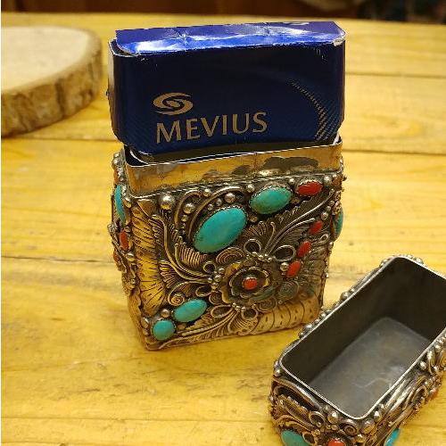 シガーケース ターコイズ&Silver925 ハンドメイド ナバホスタイル 喫煙具 ギフト プレゼント インディアン |  | 04