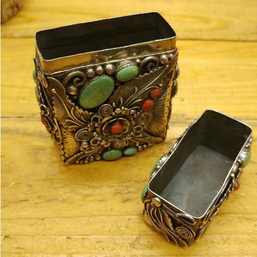 シガーケースタバコケースターコイズ(グリーン)&Silver925ハンドメイド ナバホスタイル 喫煙具 ギフト プレゼント インディアン |  | 03