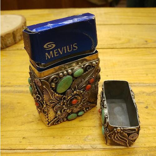 シガーケースタバコケースターコイズ(グリーン)&Silver925ハンドメイド ナバホスタイル 喫煙具 ギフト プレゼント インディアン |  | 04