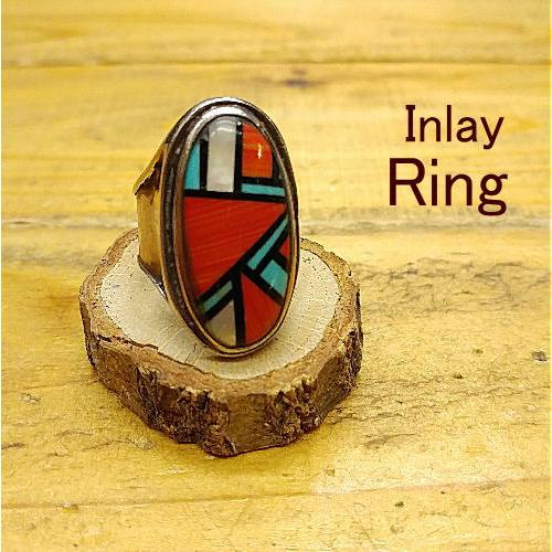 インレイ ターコイズ リング 珊瑚20号 ズニスタイル ギフト プレゼント アクセサリー　指輪 | 