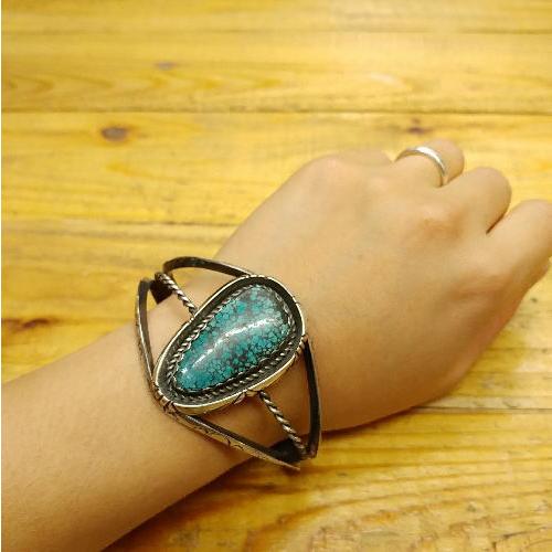 ターコイズバングル  ハンドメイド ウェブターコイズ インディアンスタイル turquoiseメンズ インディアン アクセサリー ブレス_4