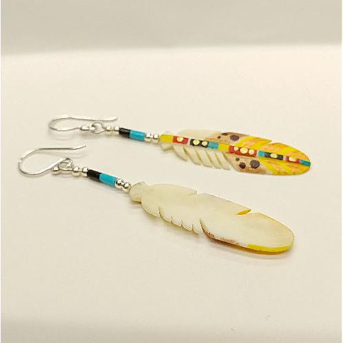 フェザー ピアス(イエロー) ハンドペインティング インディアンスタイル ボーン ネイティブ |  | 02
