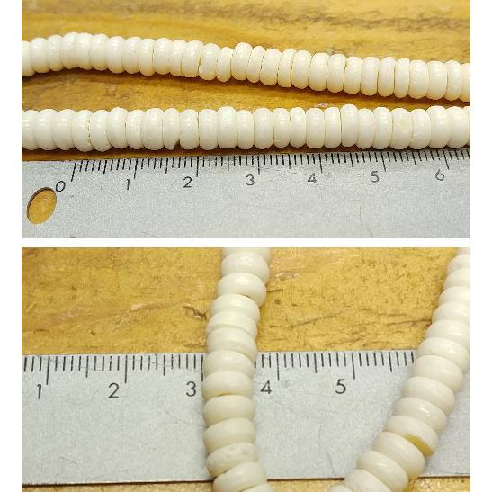 B-50　ボーンビーズ(ホワイト/白)ドーナッツ型(平) 1連売り 直径6.8ｍｍ 材料 パーツ アクセサリー 製作に |  | 03