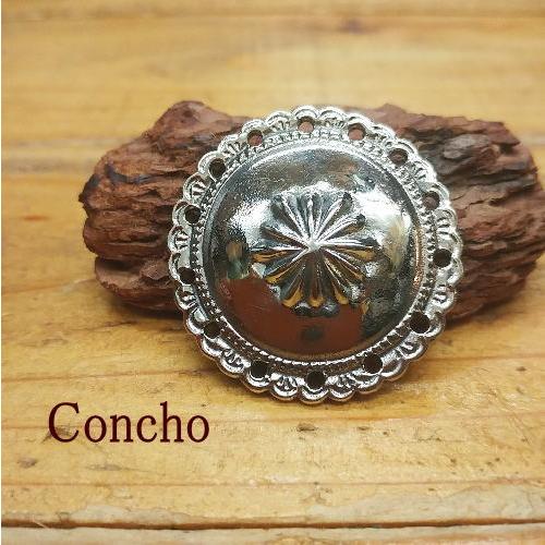 スタンピング コンチョ アパカー(白銅) シルバーカラー レザークラフト 材料 ヘアアクセサリー パーツ | 