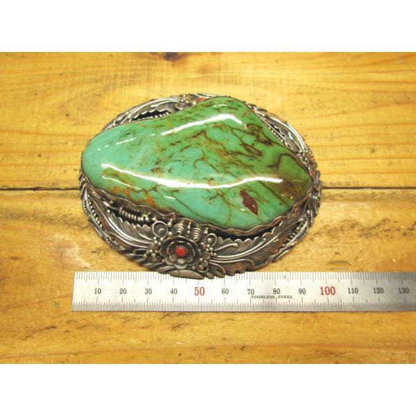 B-1 ターコイズ バックル グリーン ハンドメイドSilver925 グリーン  ナバホスタイル スクエア レディース メンズ アクセサリー ベルト インディアン |  | 06