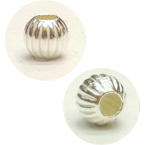 筋入りシルバ―ビーズ 玉(4ｍｍ)Silver925 中空1粒からの販売です* シルバービーズ シルバー/インディアン/アクセサリー材料/パーツ |  | 01