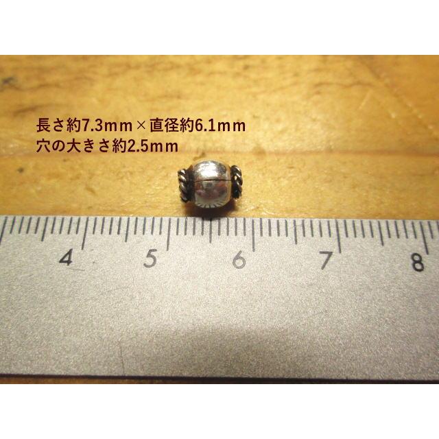 シルバービーズ 縄付き (直径6.1ｍｍ) 提灯みたいな丸玉 シルバービーズ  Silver925 シルバー /インディアン/ ネイティブアメリカン アクセサリー /材料/パーツ |  | 02