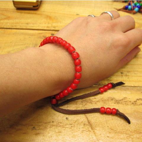 ホワイトハートブレスレットビーズ  1800円(税別) 《赤》ホワイトハート ガラス ビーズ ネイティブアメリカン アクセサリー /エスニック/インディアン/ネイテ… |  | 02