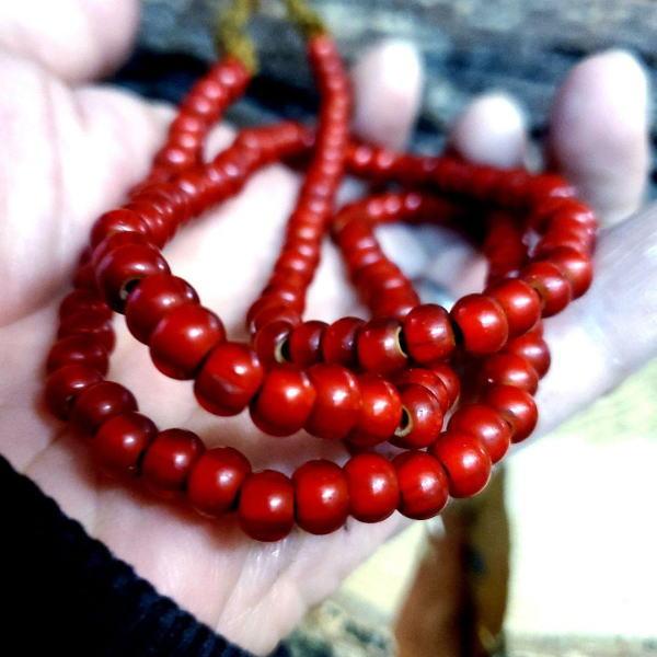 B-15 約6.3mmホワイトハート ガラス ビーズ赤色 1連140粒以上 オールド/インディアン/ ネイティブアメリカン アクセサリー /材料 |  | 03
