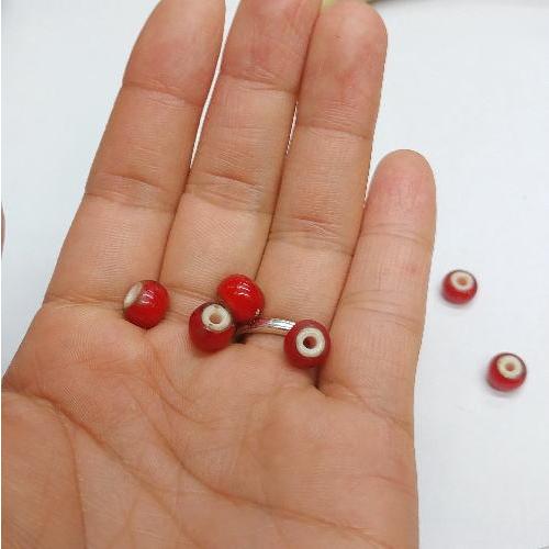 B-3 ホワイトハート オールドタイプ 直径約8ｍｍ 1袋10粒入り ガラス ビーズ (赤) 材料 インディアン ネイティブ ネイティブアメリカン アクセサリー 民族 |  | 03