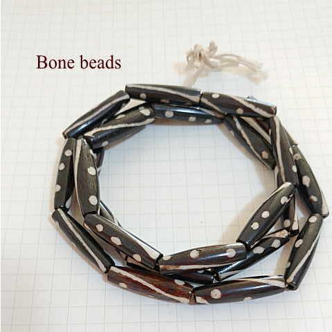 BB-14 ボーンビーズ 骨 パイプ ドット柄1連売り 1連1000円(税別) 焦げ茶色染め ブラウン パーツ アクセサリー ビーズ クラフト | 