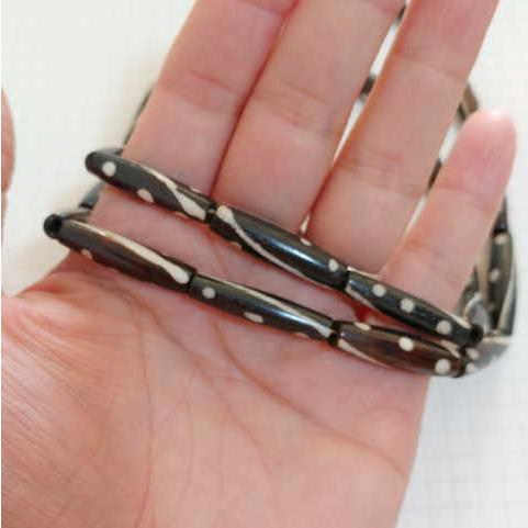 BB-14 ボーンビーズ 骨 パイプ ドット柄1連売り 1連1000円(税別) 焦げ茶色染め ブラウン パーツ アクセサリー ビーズ クラフト |  | 03