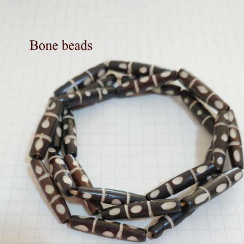BB-20 ボーンビーズ 骨 パイプ ドット柄1連売り 1連1000円(税別) 焦げ茶色染め ブラウン パーツ アクセサリー ビーズ クラフト | 