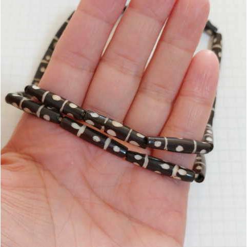 BB-20 ボーンビーズ 骨 パイプ ドット柄1連売り 1連1000円(税別) 焦げ茶色染め ブラウン パーツ アクセサリー ビーズ クラフト |  | 03