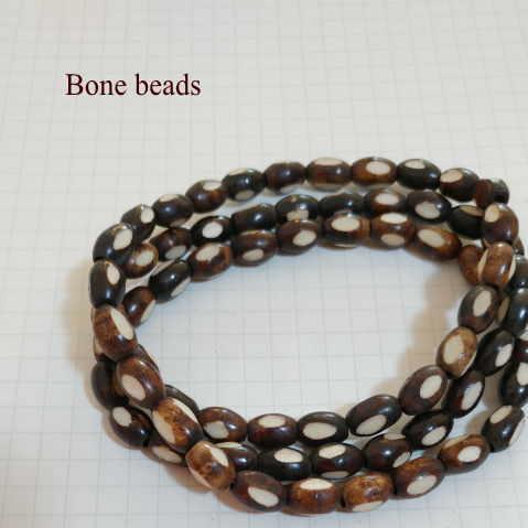 BB-26 ボーンビーズ 骨 卵型 樽型1連売り 1連1000円(税別) 茶色染め ブラウン パーツ アクセサリー ビーズ クラフト | 