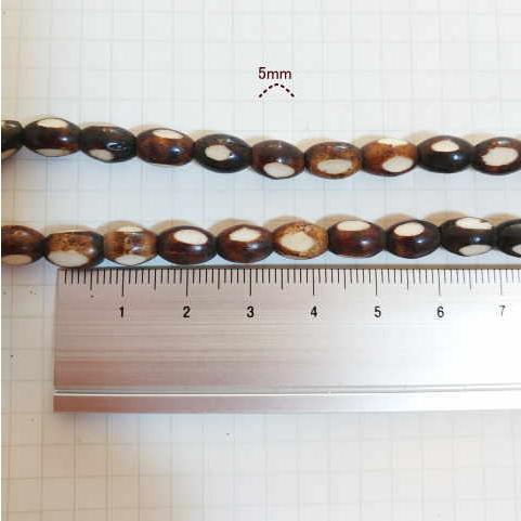 BB-26 ボーンビーズ 骨 卵型 樽型1連売り 1連1000円(税別) 茶色染め ブラウン パーツ アクセサリー ビーズ クラフト |  | 02