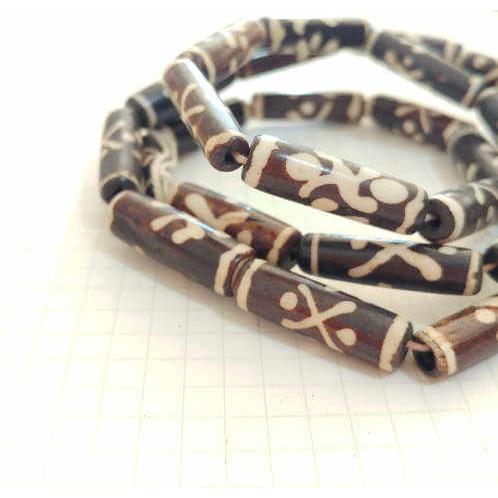 BB-6 ボーンビーズ 骨 長いタイプ メール便OK 1連売り 1連1000円(税別) 焦げ茶色染め ブラウン パーツ アクセサリー ビーズ クラフト |  | 01