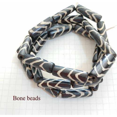 BB-8 ボーンビーズ 骨 長いタイプ メール便OK 1連売り 1連1000円(税別) 焦げ茶色染め ブラウン パーツ アクセサリー ビーズ クラフト | 