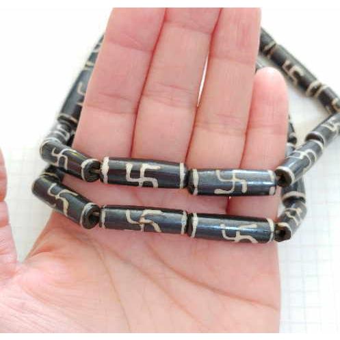 BB-9 ボーンビーズ 骨 長いタイプ1連売り 1連1000円(税別) 卍 焦げ茶色染め ブラウン パーツ アクセサリー ビーズ クラフト |  | 02