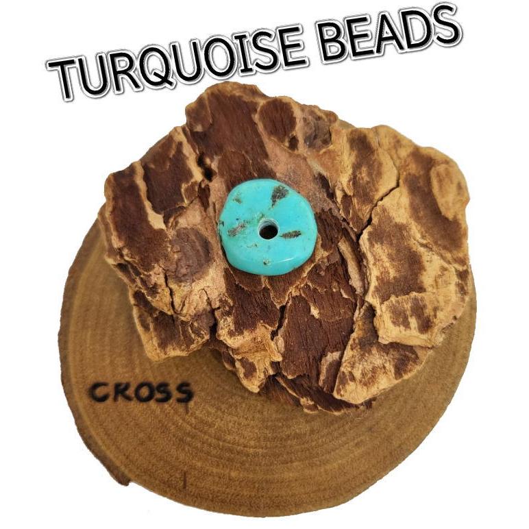 EB-82 円盤ターコイズビーズ  大穴 産地不明ターコイズ　アクセサリー/パーツ/ゴローズのカスタムにいかがですか？ | 