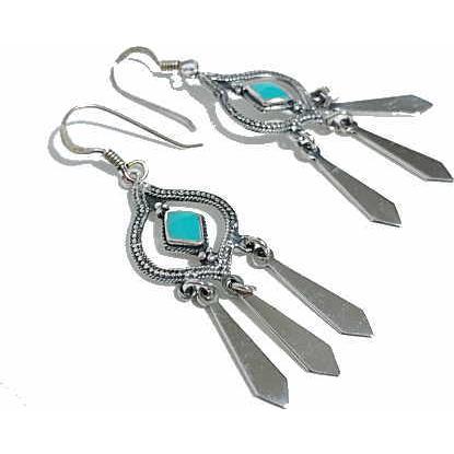 p-3 ターコイズピアスSilver925 ペア売り ネイティブアメリカン アクセサリー  ターコイズ風三点吊り  インディアン エスニック ボヘミアン好きな方へ メンズ … |  | 01