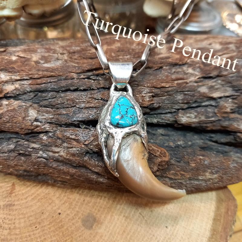 rym-10 ベアクロー ターコイズ ペンダント【熊爪】ネックレス【Silver925】ハンドメイド | 