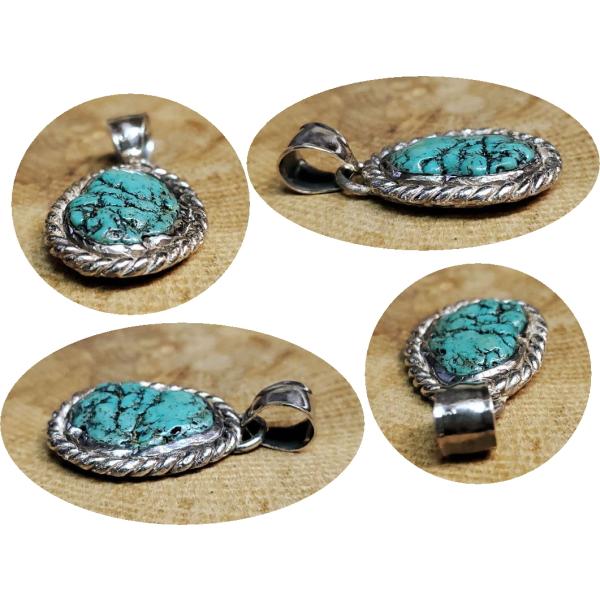 ターコイズ ペンダント キングマンターコイズトップ rym-100 ハンドメイド インディアンスタイル |  | 01