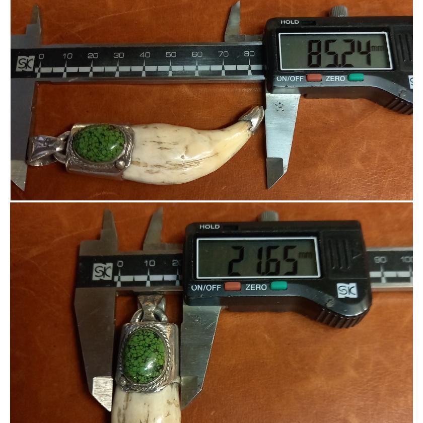 rym-16 熊牙 ターコイズ ペンダント 一点物 ネックレス ハンドメイド アクセサリー 男女兼用 ゲテモノ インディアンジュエリー |  | 06