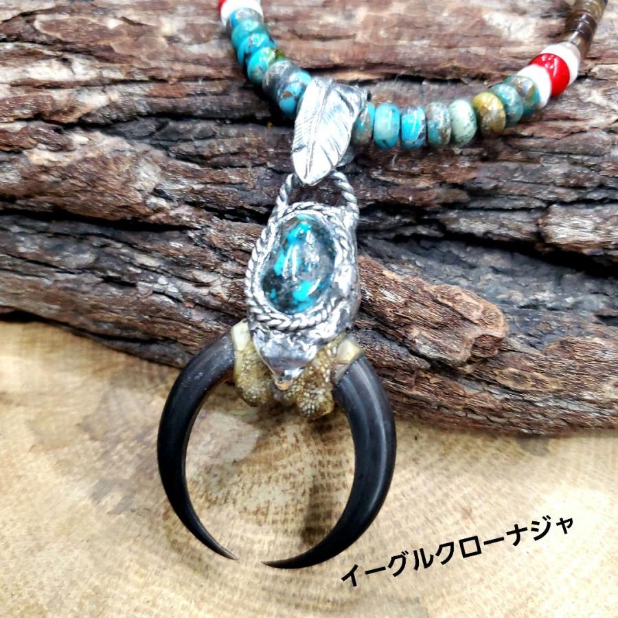 rym-120 イーグルクロー 鷹 ターコイズ ナジャペンダント 一点物 ネックレス ハンドメイド インディアンジュエリー | 