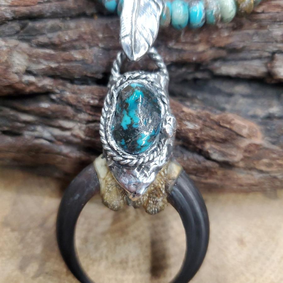 rym-120 イーグルクロー 鷹 ターコイズ ナジャペンダント 一点物 ネックレス ハンドメイド インディアンジュエリー |  | 01