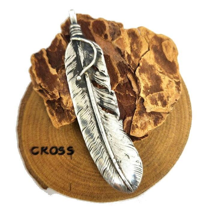 rym-255 シルバー925製 フェザー ペンダント  ハンドメイド アクセサリー 男女兼用 インディアンジュエリー ナバホスタイル |  | 01