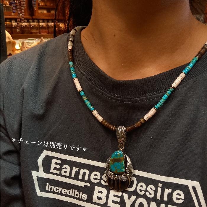 rym-27 ベアハンド 熊の手モチーフ ターコイズペンダント 一点物 ネックレス ハンドメイド アクセサリー  ゲテモノ インディアンジュエリー ナバホスタイル |  | 04